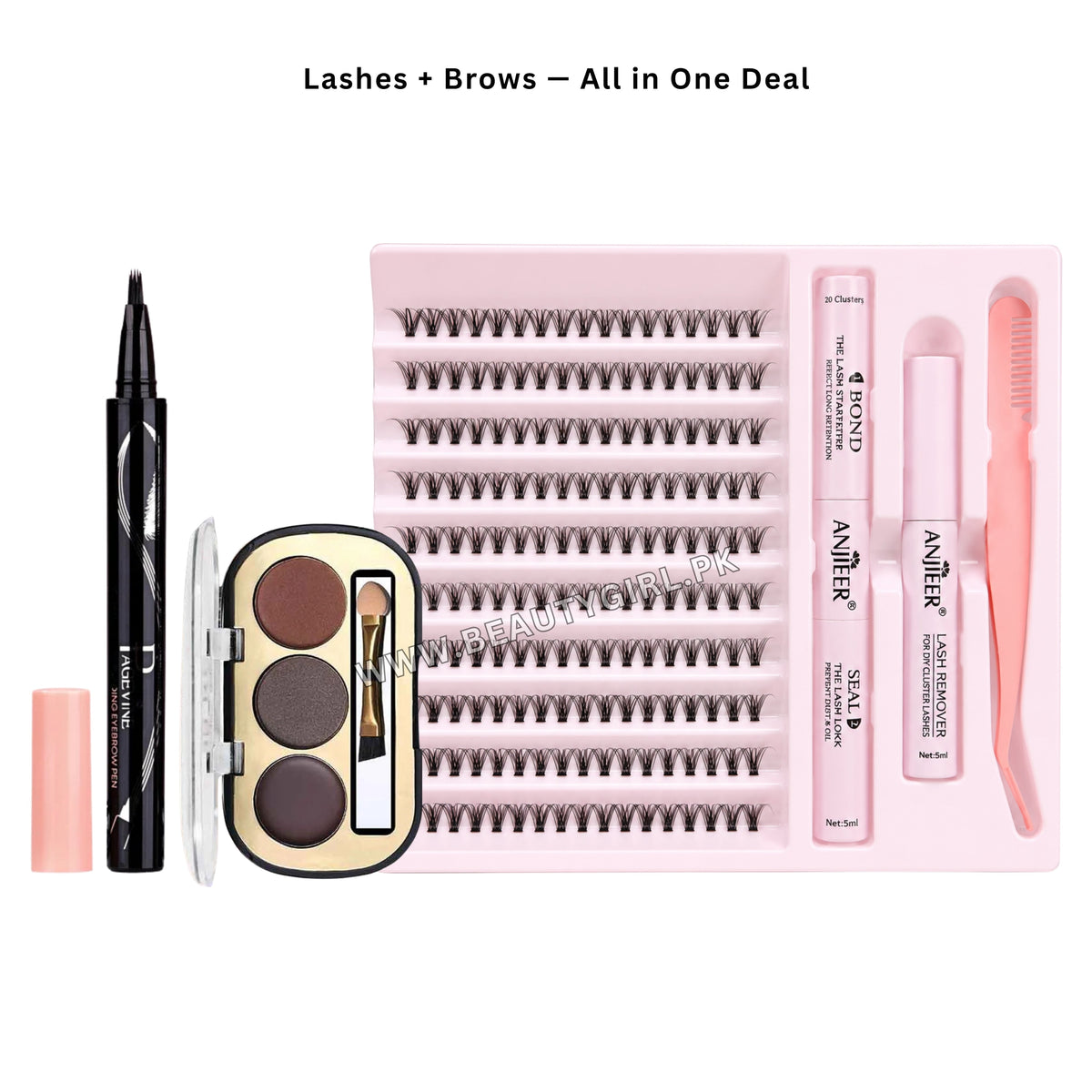 ANJIEER Mink & Soft Natural DIY Cluster Lashes Extension Kit
