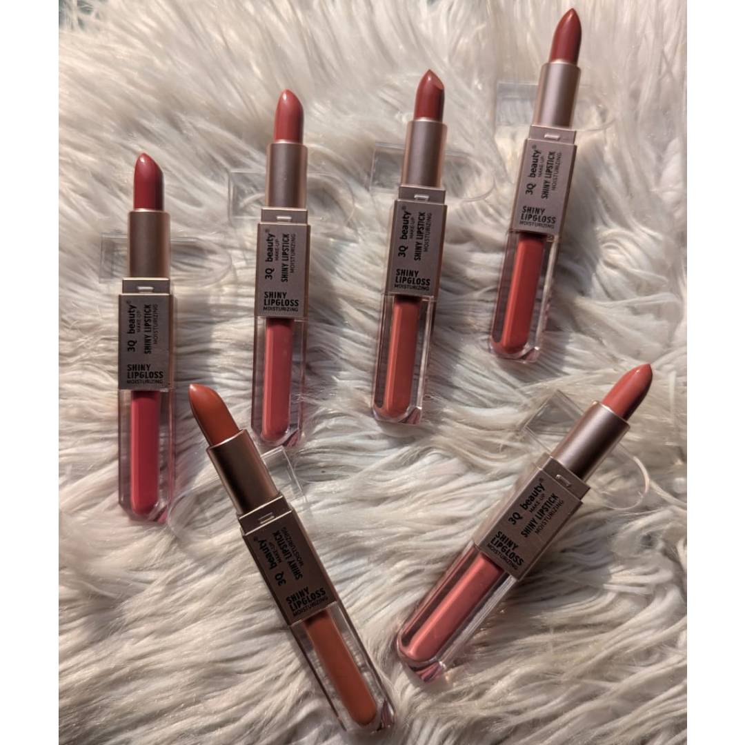 3Q Beauty 2in1 Shiny Lipstick & Shiny Lip Gloss Pack Of 6