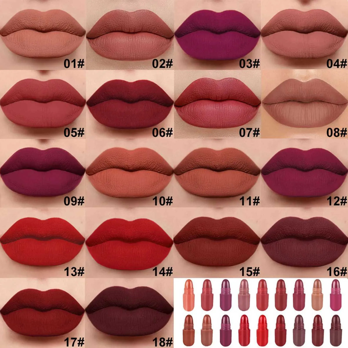 18-Color Capsule Lipstick Set – Silky Smooth Matte Finish Mini Lipstick Pods (Travel Size & Portable)