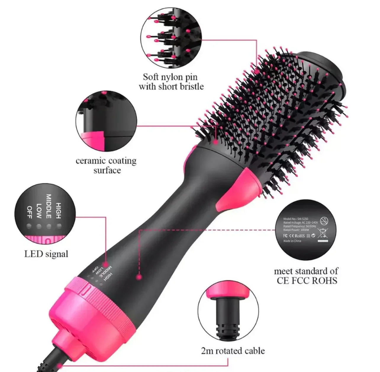 One Step Hot Air Brush (Dryer + Styler) - 100% Original