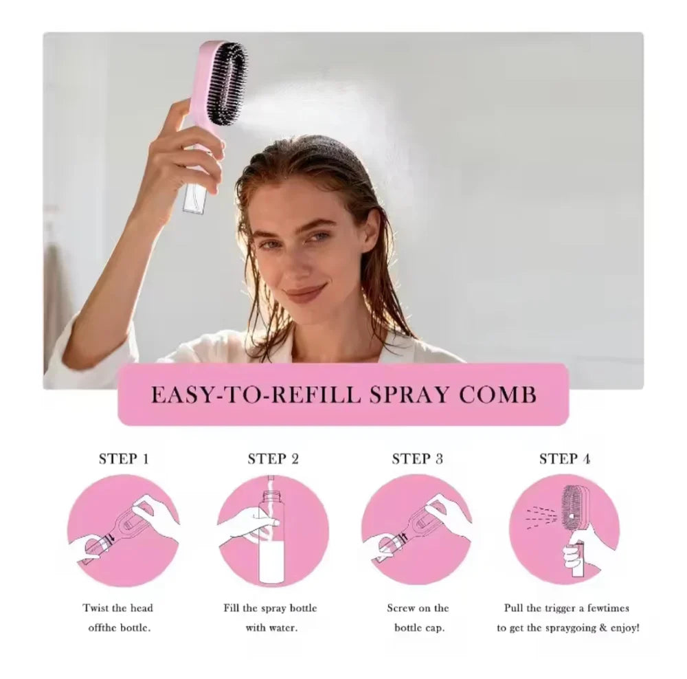 2-in-1 Misting & Detangling Hair Brush
