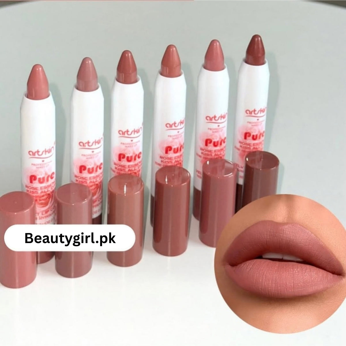 Artkin Rose Matte Lip Crayons Set of 6