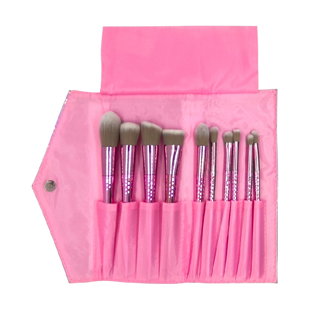 10pcs Premium Synthetic Foundation Powder Concealers Eye shadows Blush Makeup Brushes Rose Gold Cosmetic Brushes with Travel Bag