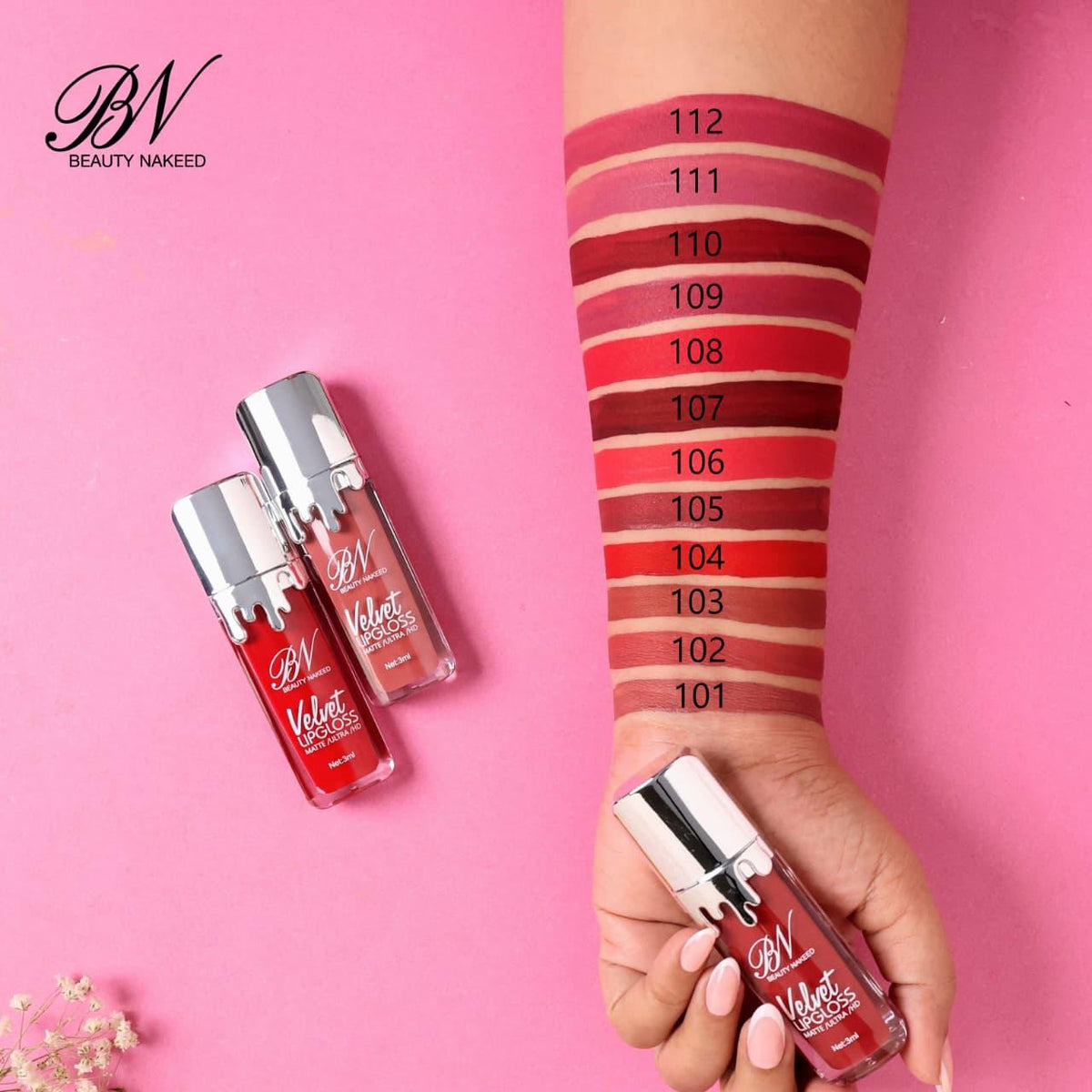 Beauty Naked Velvet Matte Lip Gloss – Pack of 12