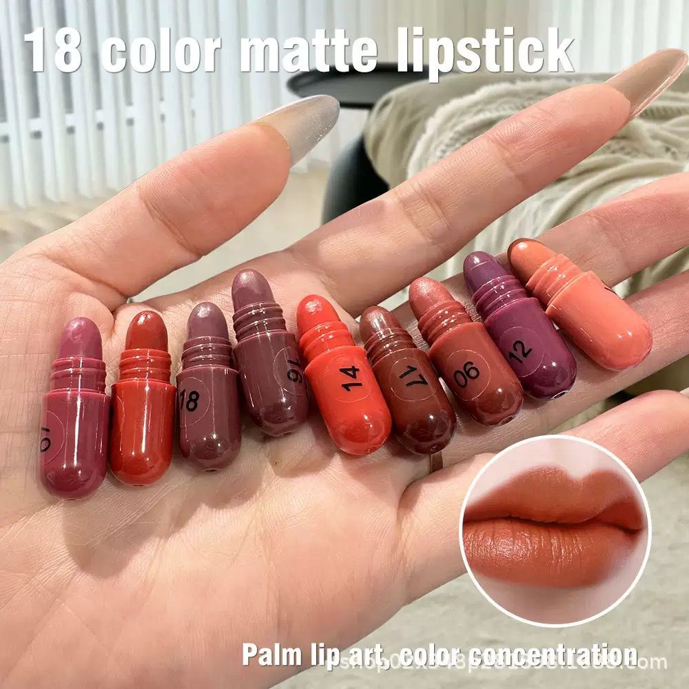 18-Color Capsule Lipstick Set – Silky Smooth Matte Finish Mini Lipstick Pods (Travel Size & Portable)