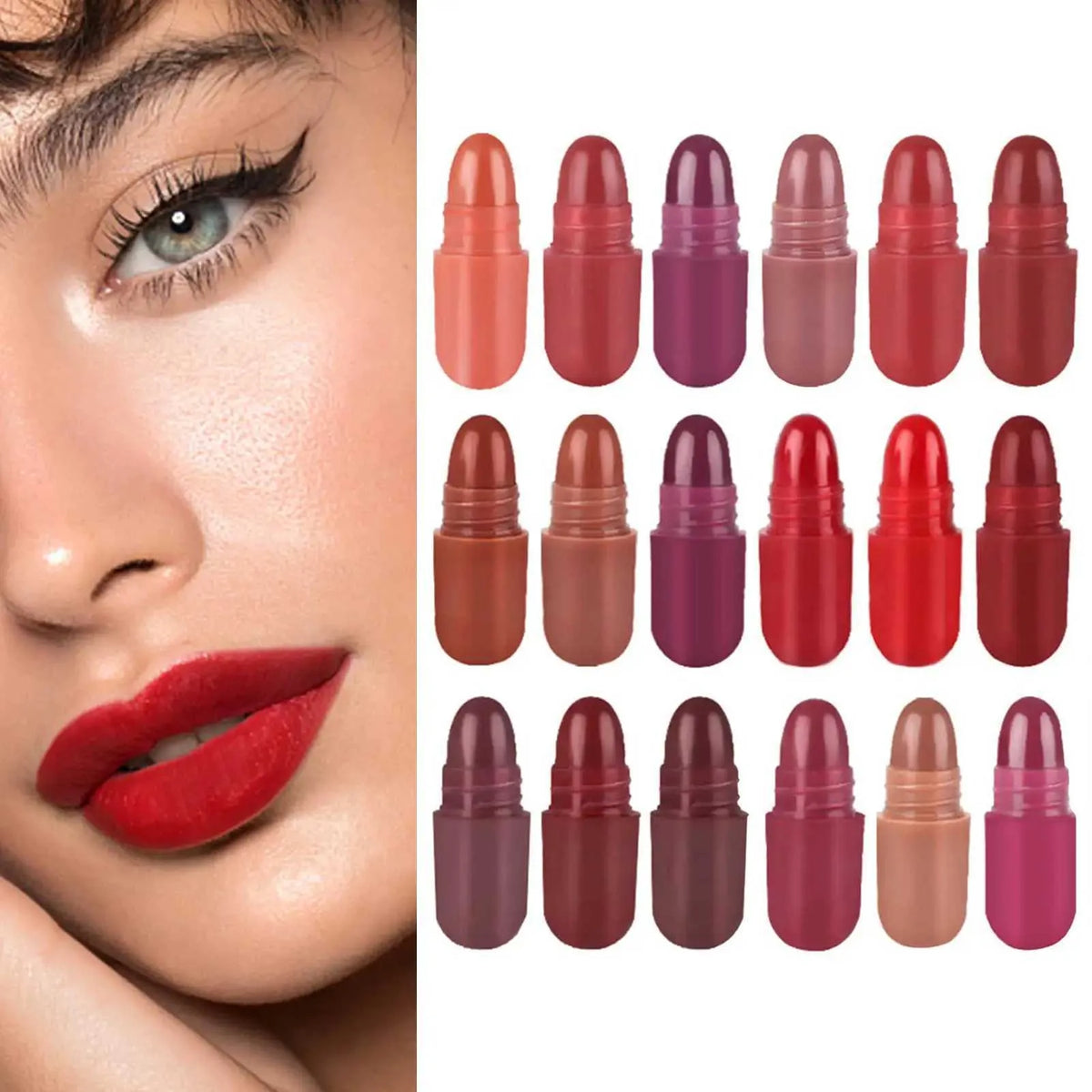 18-Color Capsule Lipstick Set – Silky Smooth Matte Finish Mini Lipstick Pods (Travel Size & Portable)